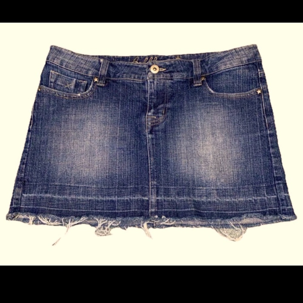 Bubblegum Denim Jean Mini Skirt JR 7/8 Junior Y2K 90's Raw Hem Micro Jeans EGIRL